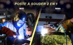 Poste à souder TIG AC/DC 200 A MMA 170 A fonction impulsion amorçage HF mémoire 9 tâches 230 V torche WP-26