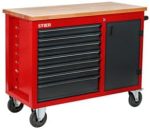 Servante d’atelier vide 7 tiroirs sur roulements charge max 300 kg roues 150 mm - 7 tiroirs + 1 porte – image 1