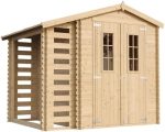 Abri de jardin en bois avec bûcher et plancher traité 4,47 m² portes doubles et fenêtres - Sans Sol, Portes de Meilleure Qualité – image 2