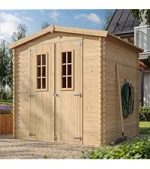 Abri de jardin en bois avec plancher traité 3,53 m² portes doubles et fenêtres