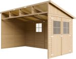 Abri de jardin en bois 8 m² avec fenêtres portes doubles et toiture étanche - sans paroi latérale avec les plancher – image 3