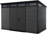 Abri de jardin résine 7,15 m² double porte gris - 7,15m2 – image 1