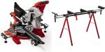 Scie à onglet radiale 2100 W lame 254 mm coupe 305 x 85 mm avec piètement