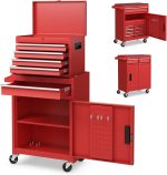 Servante d’atelier métal 5 tiroirs avec coffre amovible - Hauteur 132cm, Rouge – image 2