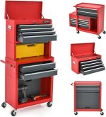 Servante d’atelier métal 5 tiroirs avec coffre amovible - Hauteur 132cm, Rouge – image 5