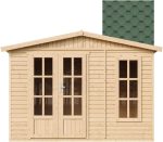 Abri de jardin en bois 6 m² avec plancher et bardeaux noirs - avec bardeaux bitumineux couleur VERT – image 1