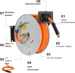 Enrouleur de tuyau d’air rétractable 15,2 m 300 psi mural – image 1