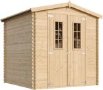 Abri de jardin en bois avec plancher traité 3,53 m² portes doubles et fenêtres - sans paroi latérale avec les plancher – image 2