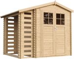 Abri de jardin en bois avec bûcher et plancher traité 4,47 m² portes doubles et fenêtres - Avec Sol Traité, Portes de Meilleure Qualité – image 1