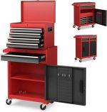 Servante d’atelier métal 5 tiroirs avec coffre amovible - Hauteur 132cm, Orange – image 1