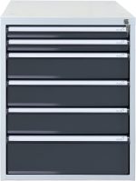 Bloc tiroirs pour établi 4 tiroirs acier 70 x 53 x 65 cm - HxLxP 80x53x70cm - 6x tiroir, Gris Clair/Gris Anthracite – image 13