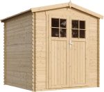 Abri de jardin en bois avec plancher traité 3,53 m² portes doubles et fenêtres - sans paroi latérale avec les plancher – image 1
