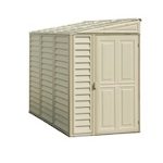 Abri de jardin adossable en vinyle 4 x 8 kit fondation métal porte réversible