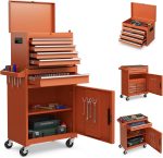 Servante d’atelier 6 tiroirs avec coffre amovible et armoire de rangement - Rouge - Plus Haute – image 6