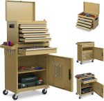 Servante d’atelier 6 tiroirs avec coffre amovible et armoire de rangement - Rouge - Plus Haute – image 2