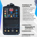Poste à souder TIG AC/DC 200 A 230 V avec fonction impulsion et mode MMA – image 6
