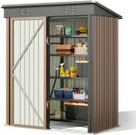 Abri de jardin métal 155 x 87 x 180 cm porte verrouillable - Gris – image 1
