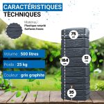 Cuve eau de pluie 500 L murale gris anthracite – image 2
