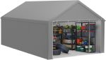 Abri de jardin PE 24 m³ avec parois latérales amovibles - 4x8m, Gris – image 5