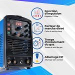 Poste à souder TIG AC/DC 200 A 230 V avec fonction impulsion et mode MMA – image 4