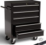Servante d’atelier 5 tiroirs verrouillage centralisé avec roues et tapis antidérapants - Rouge – image 2