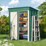 Abri de jardin métal 155 x 87 x 180 cm porte verrouillable - Vert – image 1