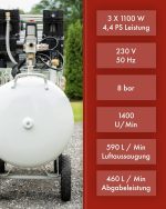 Compresseur d’air 100 L 8 bar sans huile 590 l/min 3300 W avec séparateur d’eau et réducteur de pression – image 14