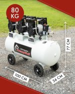 Compresseur d’air 100 L 8 bar sans huile 590 l/min 3300 W avec séparateur d’eau et réducteur de pression – image 4