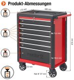 Servante d’atelier 7 tiroirs charge 150 kg 69,6 x 47,2 x 97,6 cm verrouillage central roues avec freins – image 2