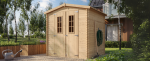 Abri de jardin en bois avec plancher traité 3,53 m² portes doubles et fenêtres
