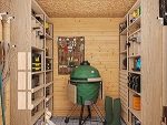Abri de jardin en bois avec bûcher et plancher traité 4,47 m² portes doubles et fenêtres