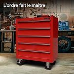 Servante d’atelier 5 tiroirs verrouillage centralisé avec roues et tapis antidérapants