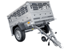 Remorque benne basculante UNITRAILER Garden Trailer 150 KIPP 150×106 cm, PTAC 750 kg, bâche plate grise + roue jockey – image 1