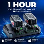Souffleur de feuilles sans fil 40 V 650 CFM avec 2 batteries 4,0 Ah et chargeur – image 4
