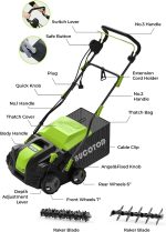 Scarificateur électrique 2 en 1 33 cm avec réglage de profondeur 4 positions et bac 55 L – image 2