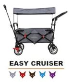 Chariot de jardin pliable 75 kg avec toit et frein