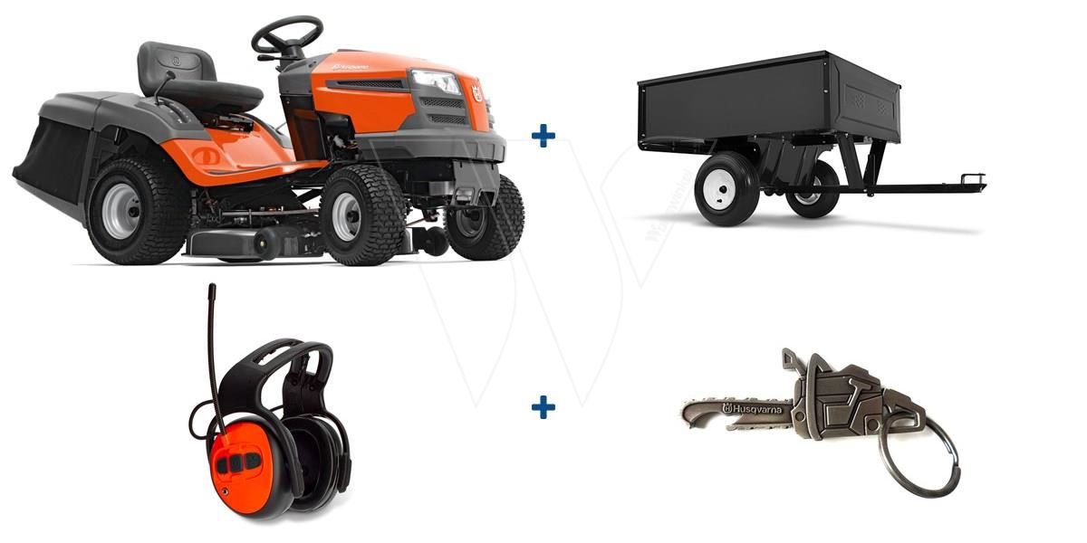 Husqvarna TC 138L tracteur tondeuse 97 cm avec remorque et casque FM