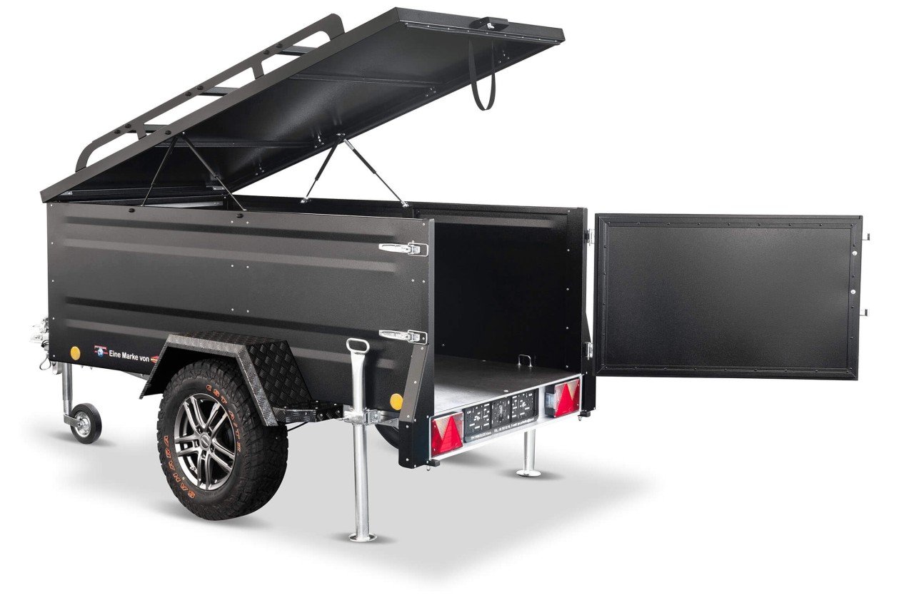 Remorque tout-terrain KT-EB2 1000 kg noire pour tente de toit