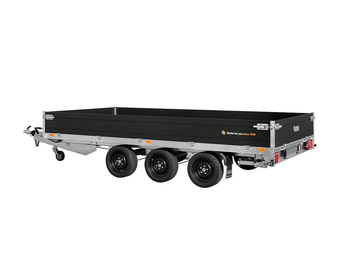 Remorque plateau Saris PL 506 224 3500 3 HD Heavy Duty à trois essieux