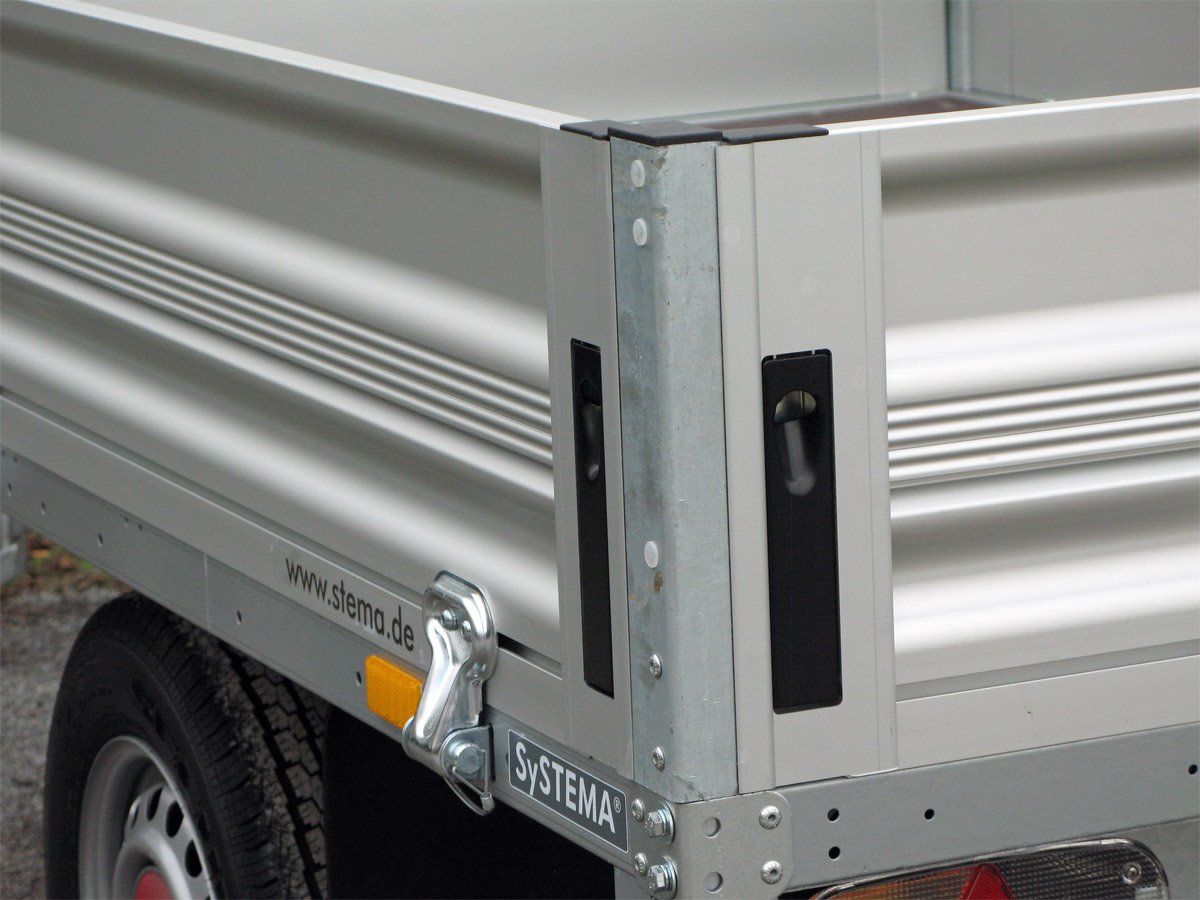 Remorque plateau STEMA SH O2 10-25-15.1 1000 kg à ridelles aluminium